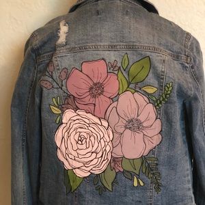 Painted floral denim jacket